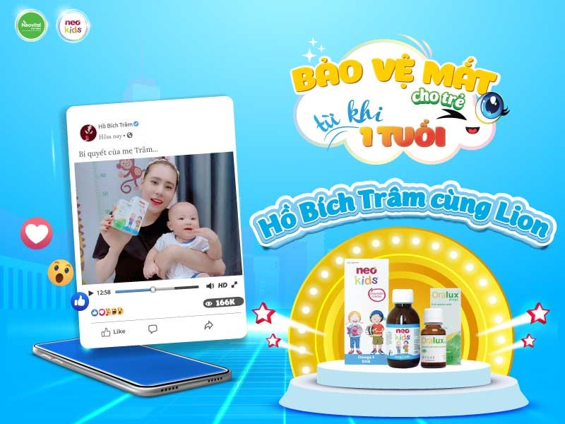 Mẹ Hồ Bích Trâm - Gương mặt Vàng trong làng say đắm Bộ đôi Sáng mắt Neo Kids Omega 3 DHA và Oralux