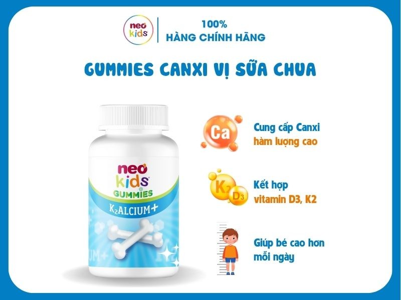 Gummies Canxi Neo Kids - Canxi cho bé vị sữa chua - MS: 2