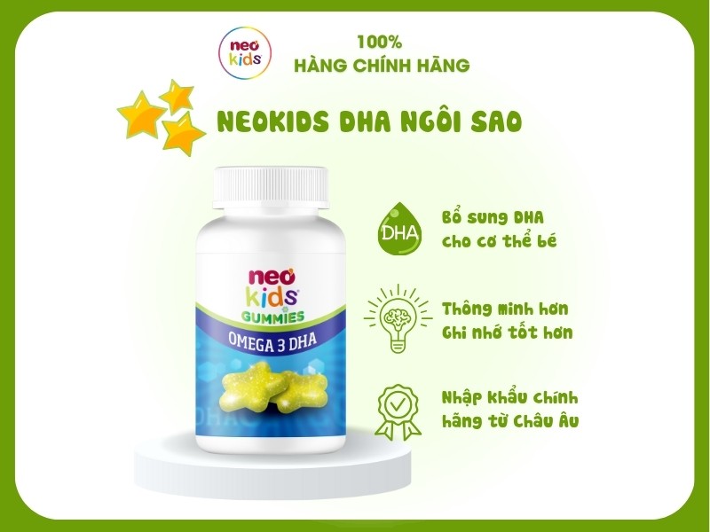 NeoKids DHA ngôi sao - DHA cho bé thông minh, ghi nhớ tốt - MS: 2